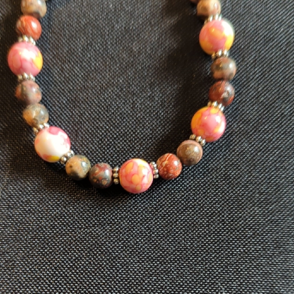 Chic Pink and Brown Beaded Bracelet - Picture 4 of 5